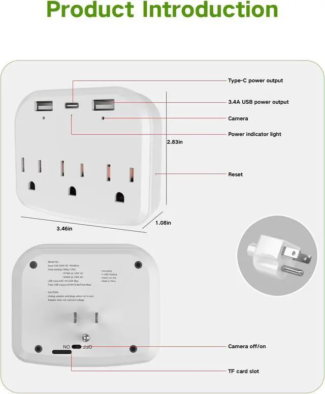 Alt view image 2 of 5 - Hidden Wall Outlet Camera, 1080P Dual-Band 2.4G/5GHz WiFi Security Camera with Motion Detection for Indoor Home, Baby & Pet Monitoring