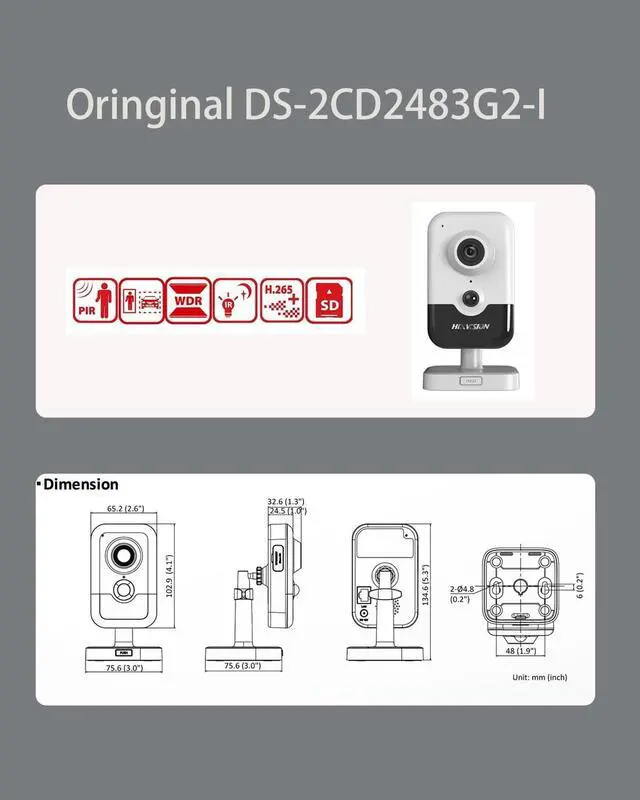 Alt view image 7 of 7 - HIKVIS0N_Indoor 8MP DS-2CD2483G2-I PoE Home Security IP Camera with PIR Human Detection, 120dB WDR, H.265+ Compression, Human/Vehicle Classification, PoE/DC Power