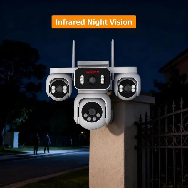 Alt view image 3 of 7 - 2MP Quad-Lens WiFi Security Camera Outdoor or Indoor Pan &Tilt 350° 24/7 Recording Two-Way Audio Full Color Night Vision Weatherproof Auto Tracking Security Monitor for Home Garden