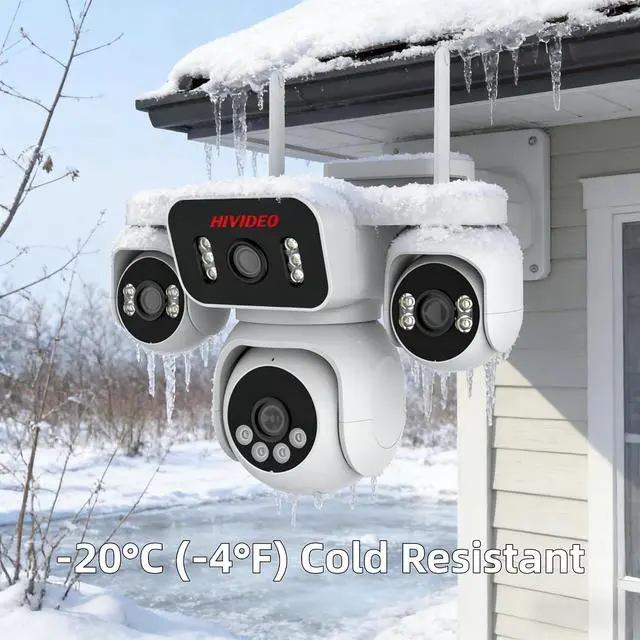 Alt view image 4 of 7 - 2MP Quad-Lens WiFi Security Camera Outdoor or Indoor Pan &Tilt 350° 24/7 Recording Two-Way Audio Full Color Night Vision Weatherproof Auto Tracking Security Monitor for Home Garden