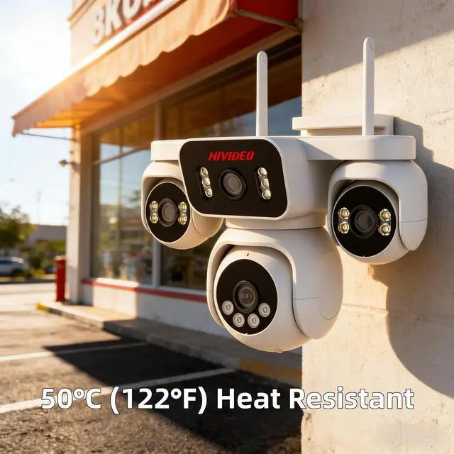 Alt view image 5 of 7 - 2MP Quad-Lens WiFi Security Camera Outdoor or Indoor Pan &Tilt 350° 24/7 Recording Two-Way Audio Full Color Night Vision Weatherproof Auto Tracking Security Monitor for Home Garden