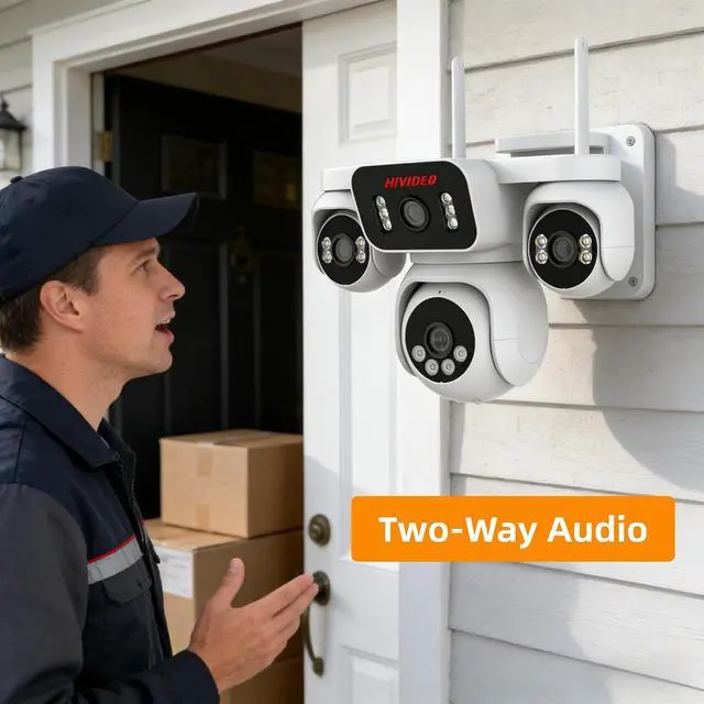 Alt view image 7 of 7 - 2MP Quad-Lens WiFi Security Camera Outdoor or Indoor Pan &Tilt 350° 24/7 Recording Two-Way Audio Full Color Night Vision Weatherproof Auto Tracking Security Monitor for Home Garden