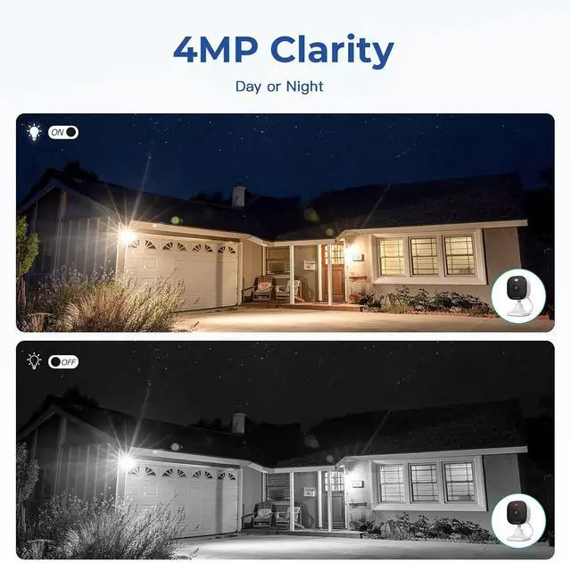 Alt view image 3 of 7 - 2.5K Indoor Cameras for Home Security, Outdoor Security Camera Indoor, 2.4g/5g Cameras for House/Pet/baby, Wired, Plug and Play, Color Night Vision, Support 128G Card (Not Included), 9.84ft Wire, 4PCS