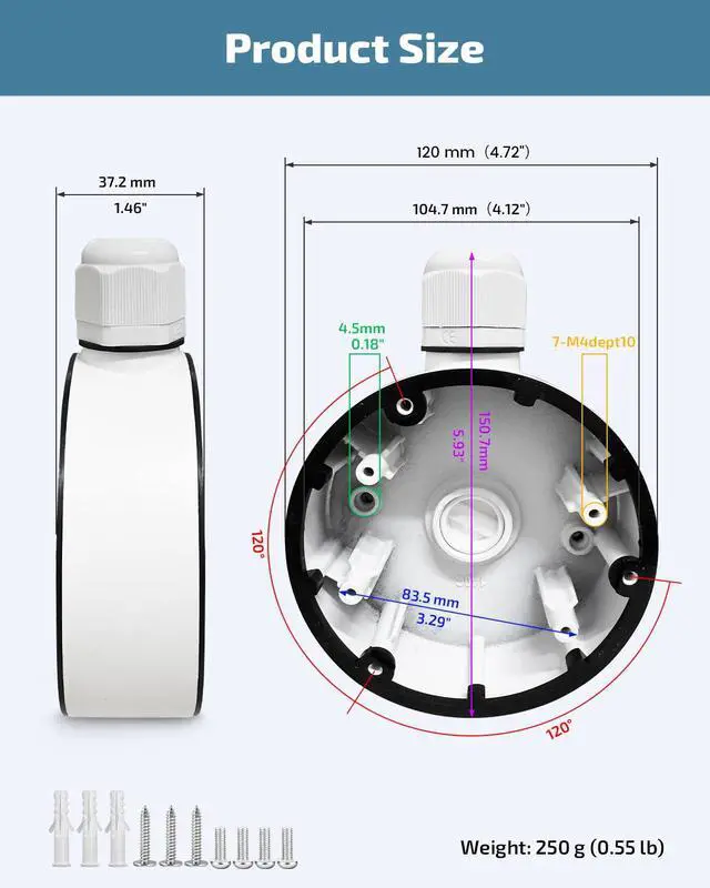Alt view image 3 of 7 - Metal Security Camera Junction Box for HIK Dome Cameras
