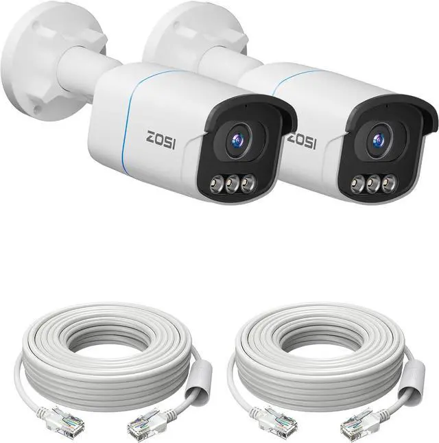 Main image of ZOSI C186 5MP 3K PoE IP Security Camera, 2 x Add-on Outdoor Camera with Aurora Lux True Color Night Vision, AI Person/Vehicle Detection, Light & Siren Alarms, Two-Way Talk, Only with ZOSI POE NVR