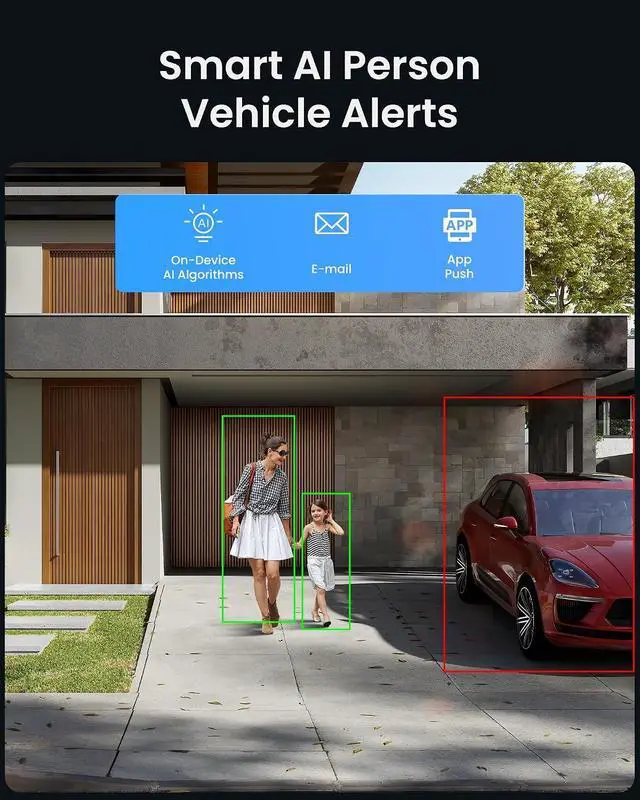 Alt view image 4 of 7 - ZOSI C186 5MP 3K PoE IP Security Camera, 2 x Add-on Outdoor Camera with Aurora Lux True Color Night Vision, AI Person/Vehicle Detection, Light & Siren Alarms, Two-Way Talk, Only with ZOSI POE NVR