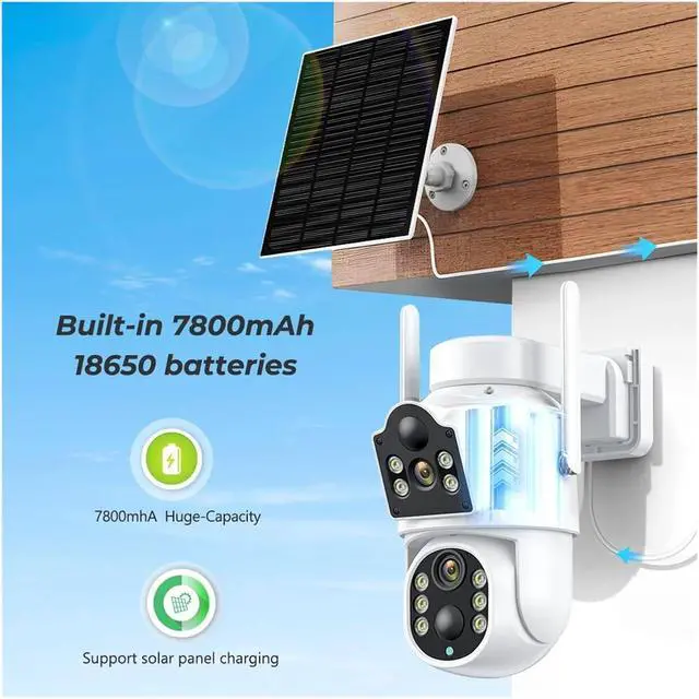 Alt view image 3 of 6 - 8MP Dual Lens Solar WiFi PTZ Outdoor Security Camera