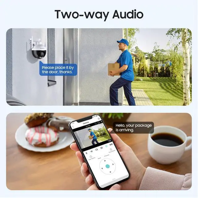 Alt view image 6 of 7 - 4MP Security Camera Outdoor, PTZ 355°View 1080P Security System 2.4GHZ WiFi Security Cameras Outdoor with Color Night Vision, Motion Detection and Alarm, IP66 Waterproof, 2-Way Talk, 24/7 SD Storage