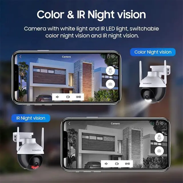 Alt view image 7 of 7 - 4MP Security Camera Outdoor, PTZ 355°View 1080P Security System 2.4GHZ WiFi Security Cameras Outdoor with Color Night Vision, Motion Detection and Alarm, IP66 Waterproof, 2-Way Talk, 24/7 SD Storage