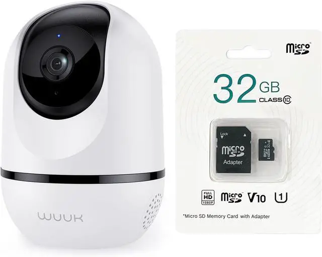 Main image of WUUK 4MP Indoor Security Camera and 32GB Memory Card, Pan Tilt Cam for Baby Monitor, Wi-Fi Home Security Pet Camera for Dog or Cat, Motion Detection & Tracking, Night Vision, 2-Way Audio, Compatible w