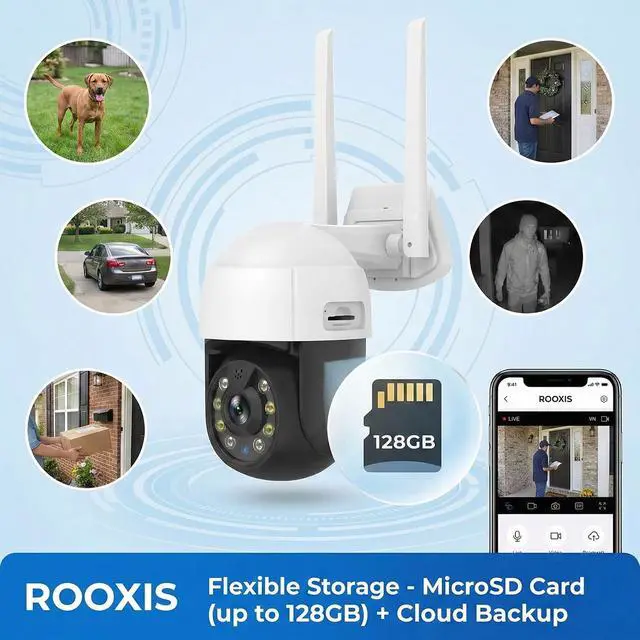 Alt view image 7 of 7 - Wireless Outdoor Security Camera, 2026 Upgraded 4K WiFi Floodlight Camera with Siren, Color Night Vision, 360° PTZ, Motion Tracking & Patrol, 2-Way Audio, Alexa Compatible