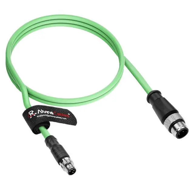 Alt view image 2 of 4 - Alvin's Cables M8 A-Code 4 Pin Male to M12 D-Code 4 Pin Male Ethernet Cable High-Flex Shielded Cat6a for Beckhoff ZK1090-3161, PROFINET, EtherCAT, Industrial Automation, Robotics 9.84ft/3m