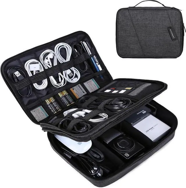 Main image of BAGSMART Double Layer Travel Universal Cable Organizer Cases Electronics Accessories Storage Bag for 10.5'' iPad Pro, iPad air, Charger, Kindle, Black