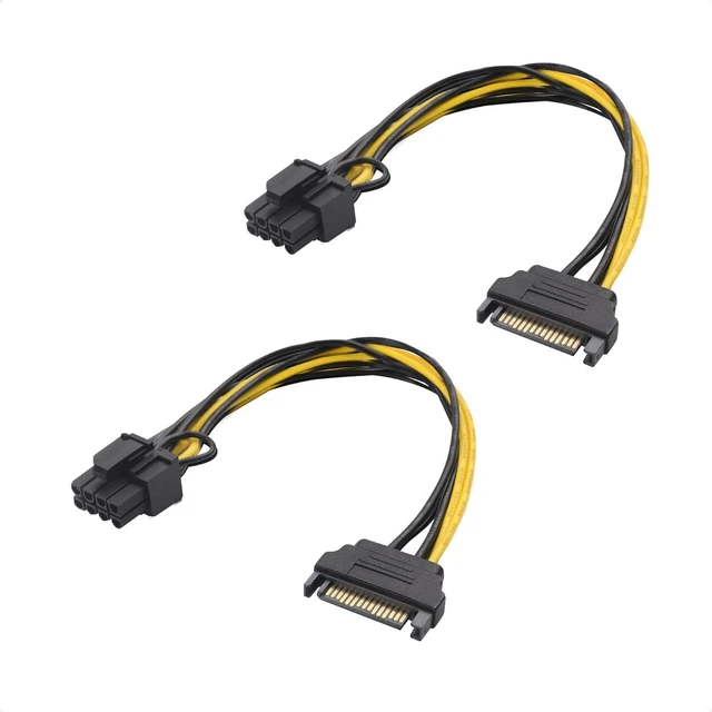 Main image of Cable Matters 2-Pack 6+2 Pin to SATA Power Cable (SATA to 8 Pin PCIe / 6 Pin PCIe to SATA Cable) - 7 Inches