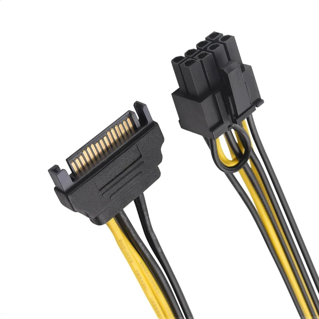 Alt view image 6 of 6 - Cable Matters 2-Pack 6+2 Pin to SATA Power Cable (SATA to 8 Pin PCIe / 6 Pin PCIe to SATA Cable) - 7 Inches