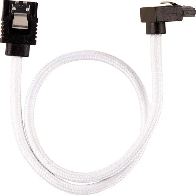 Alt view image 3 of 7 - Corsair 30cm White Premium Braided Sleeved 90° SATA Data Cable