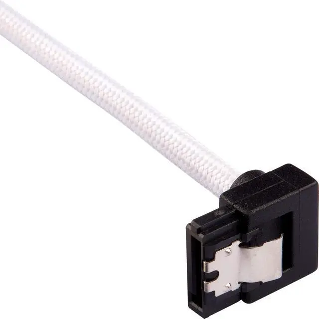 Alt view image 2 of 7 - Corsair 30cm White Premium Braided Sleeved 90° SATA Data Cable