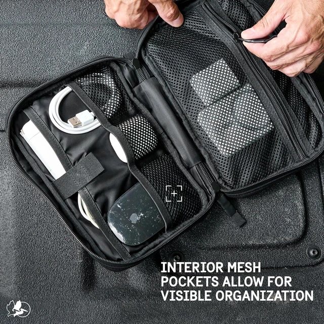 Alt view image 2 of 7 - Pelican Electronic Organizer Travel Case - Portable Tech Pouch with Multiple Storage Mesh Pockets for Cables, Chargers, Power Bank, AirPods - Cord Organizer and Airplane Travel Essentials Bag - Black