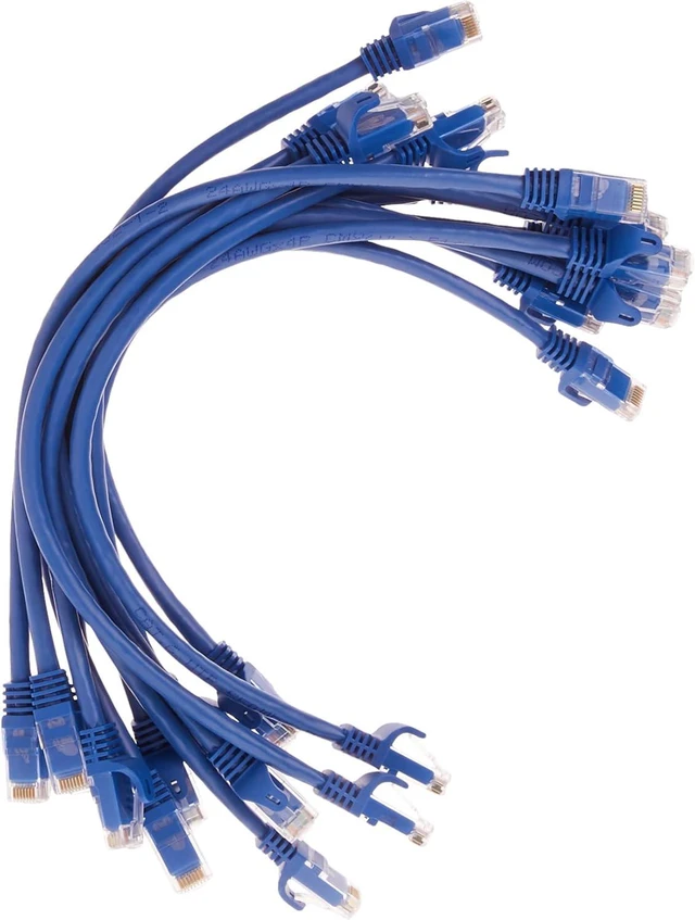 Main image of Monoprice Cat6 Ethernet Patch Cable - 1 Feet - Blue (12-Pack) Snagless RJ45, 550MHz, UTP, Pure Bare Copper Wire, 24AWG - FLEXboot Series