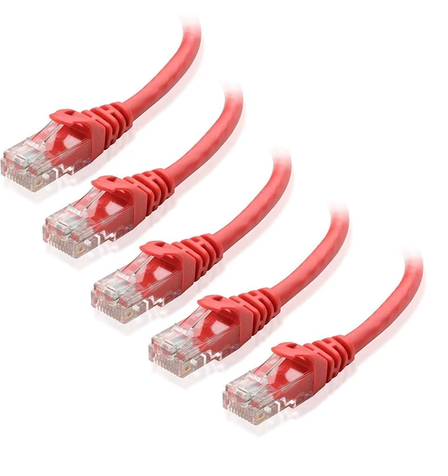 Main image of Cable Matters 5-Pack Snagless Cat6 Ethernet Cable (Cat6 Cable/Cat 6 Cable) in Red 1 Foot - Available 1FT - 150FT in Length