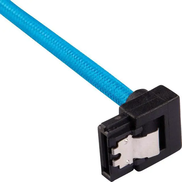 Alt view image 2 of 7 - Corsair 60cm Blue Premium Braided Sleeved 90° SATA Data Cable