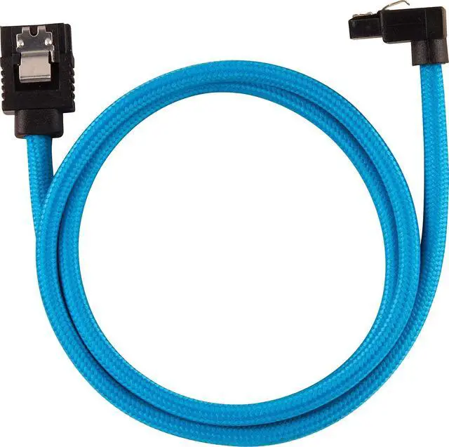 Alt view image 3 of 7 - Corsair 60cm Blue Premium Braided Sleeved 90° SATA Data Cable