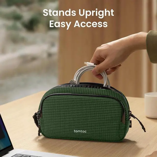 Alt view image 4 of 7 - tomtoc Electronic organizer travel bag, waterproof double compartment, technical bag, cable organizer, phone, hard drive, power bank, travel accessories