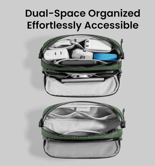 Alt view image 5 of 7 - tomtoc Electronic organizer travel bag, waterproof double compartment, technical bag, cable organizer, phone, hard drive, power bank, travel accessories