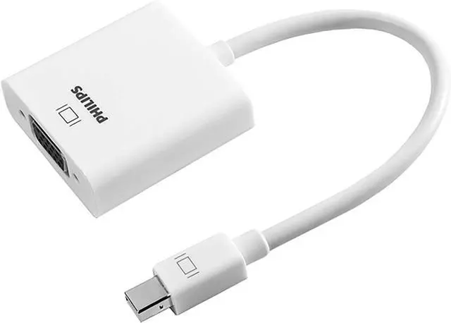 Main image of Philips Mini DisplayPort to VGA Adapter, Unidirectional, Works with Projectors, Laptops, Tablets, Mac and PC Compatible, Fits Thunderbolt 1 and 2 Ports, Compact and Portable Design, White, SWS9200A/27
