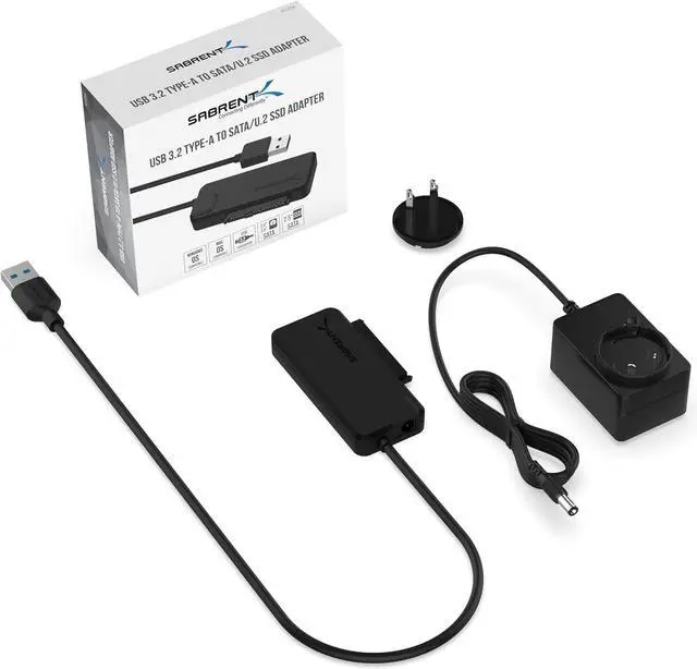 Alt view image 7 of 7 - SABRENT USB 3.2 to SATA SSD/HDD or U.2, 2.5" and 3.5 inch Adapter, Super Fast Data Transfer 10 Gbit/s Hard Drive Converter, Supports Trim and UASP with Power Adapter (EC-U2SA)