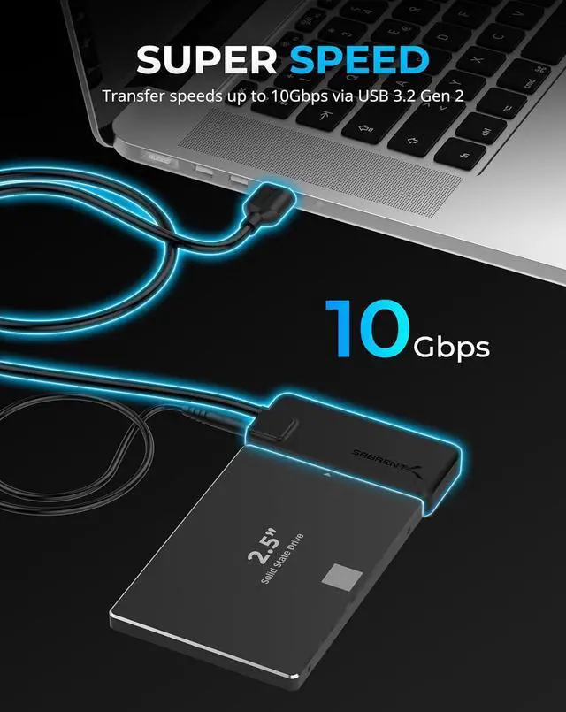 Alt view image 4 of 7 - SABRENT USB 3.2 to SATA SSD/HDD or U.2, 2.5" and 3.5 inch Adapter, Super Fast Data Transfer 10 Gbit/s Hard Drive Converter, Supports Trim and UASP with Power Adapter (EC-U2SA)