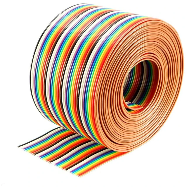 Main image of uxcell Flat Ribbon Cable 40P Rainbow IDC Wire 1.27mm Pitch 4 Meters Long