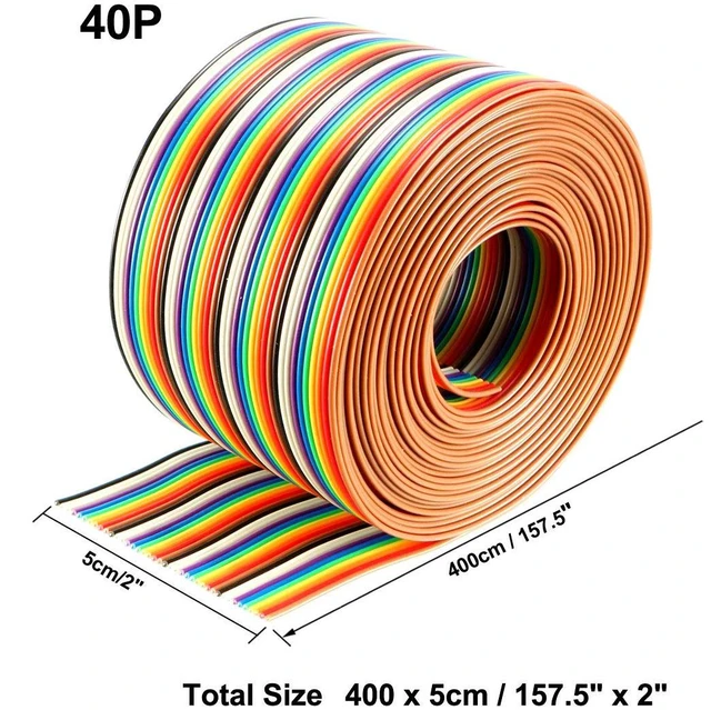 Alt view image 2 of 4 - uxcell Flat Ribbon Cable 40P Rainbow IDC Wire 1.27mm Pitch 4 Meters Long