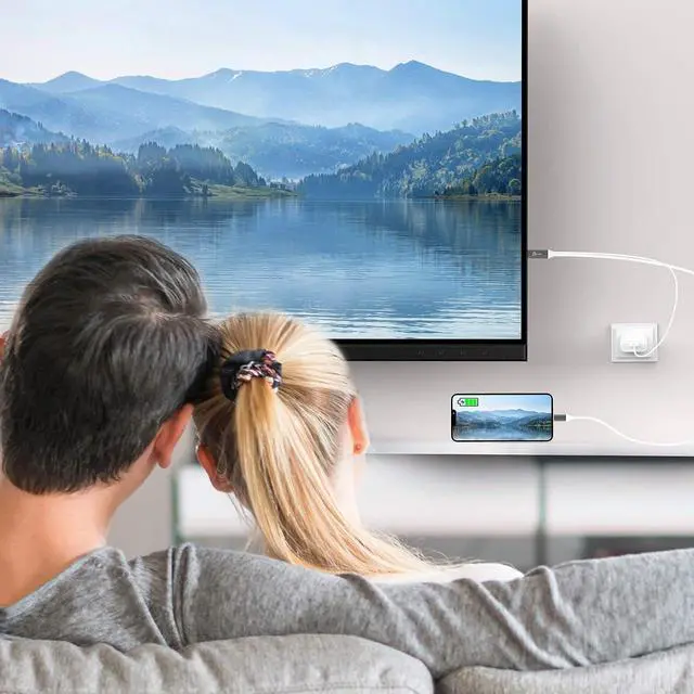 Alt view image 2 of 7 - USB Type C to 4K@60Hz HDMI Cable with USB Type-A 7.5W Pass-Through Charging, for iPad Pro, iPad Air 4, Android, Tablet, Galaxy and More (JCC154G)