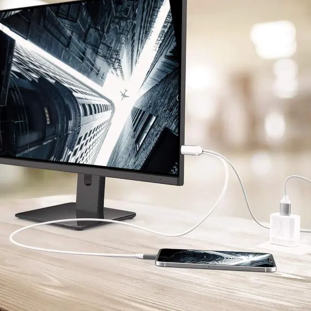 Alt view image 3 of 7 - USB Type C to 4K@60Hz HDMI Cable with USB Type-A 7.5W Pass-Through Charging, for iPad Pro, iPad Air 4, Android, Tablet, Galaxy and More (JCC154G)