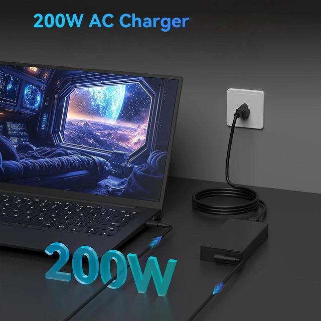 Alt view image 2 of 6 - 200W Laptop Charger Compatible with Asus ProArt P16 PX13 H7606 HN7306 ROG Zephyrus G14 G16 2025 GA403 GA605 GU605 GA605WI GA605WV GU605MI ROG Flow Z13 GZ302 TUF Gaming A14 A16 FA401 FA608
