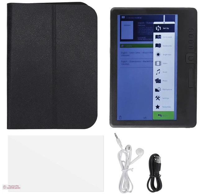 Alt view image 6 of 7 - 7in HD Color Screen E Reader, 800x480 Resolution, Large Memory, Navigation Buttons, EPUB PDF TXT Support, Protective Cover (4GB)