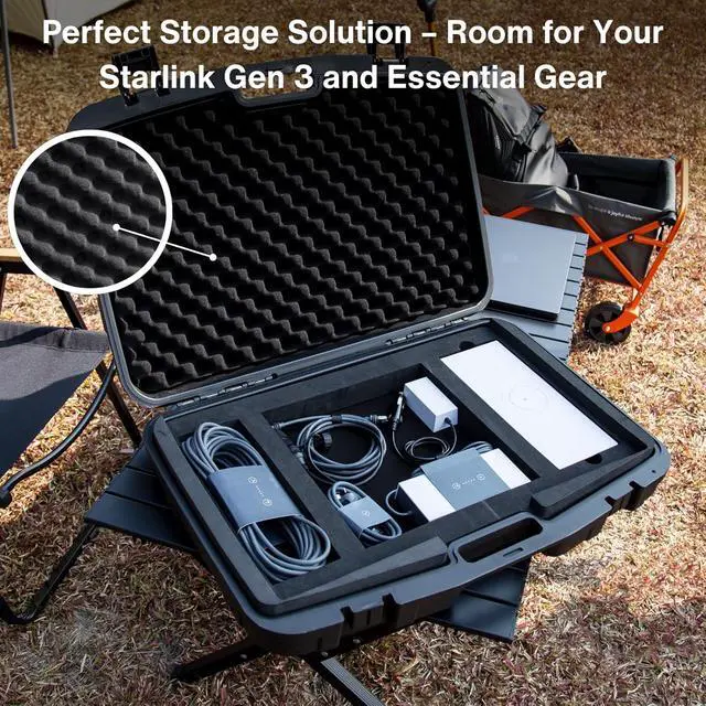 Alt view image 3 of 7 - Storage Case for Starlink Standard Gen 3, Protective Hard Case with Foam Padding for Gen 3 Dish, Router, Cables & Accessories, Portable and Durable Ideal for Travel and Outdoor Use