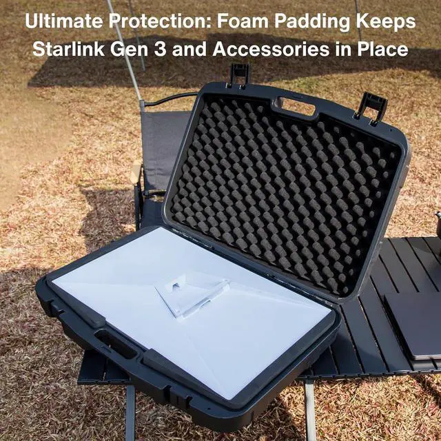 Alt view image 7 of 7 - Storage Case for Starlink Standard Gen 3, Protective Hard Case with Foam Padding for Gen 3 Dish, Router, Cables & Accessories, Portable and Durable Ideal for Travel and Outdoor Use