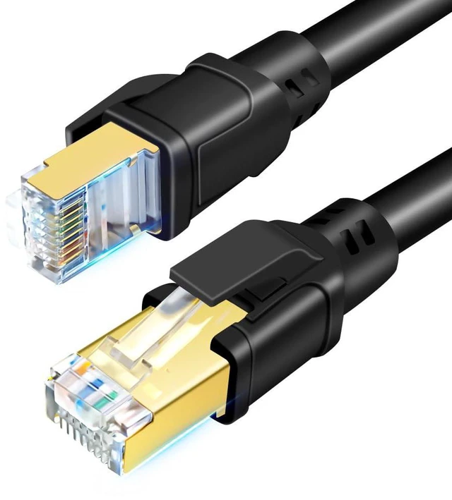 Main image of DDMALL CAT 8 Ethernet Cable 100ft, Indoor & Outdoor, High Speed 40Gbps 2000MHz F/FTP Internet Cable with Gold Plated RJ45 for Gaming, Router, PC, Heavy Duty Weatherproof, UV Resistant (100ft Black)