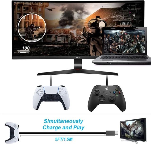 Alt view image 6 of 7 - KOOWOD PS5 Controller Charger 2 Pack 5FT OEM Original 3A Fast Charging Cable USB C to USB C Data Cord Wire Accessories for DualSense, Xbox Series S X Core, Elite Series 2, Switch Controller