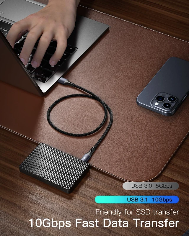 Alt view image 2 of 5 - USB C Cable 10Gbps (2-Pack, 10ft) CONMDEX USB-A 3.1 Gen 2 USB C Android Auto Cable, 3A Fast Charging Long Sync Data Cord for iPhone 15/15 Plus/15 Pro/15 Pro Max Samsung Galaxy S23