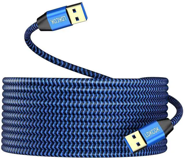Main image of USB to USB Cable 15FT Durable Braided USB 3.0 Male to Male Type A to Type A Data Transfer Cable Compatible with Hard Drive Laptop DVD Player TV USB Hub Monitor Camera Set-Top Box