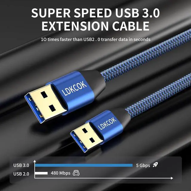 Alt view image 5 of 7 - USB to USB Cable 15FT Durable Braided USB 3.0 Male to Male Type A to Type A Data Transfer Cable Compatible with Hard Drive Laptop DVD Player TV USB Hub Monitor Camera Set-Top Box