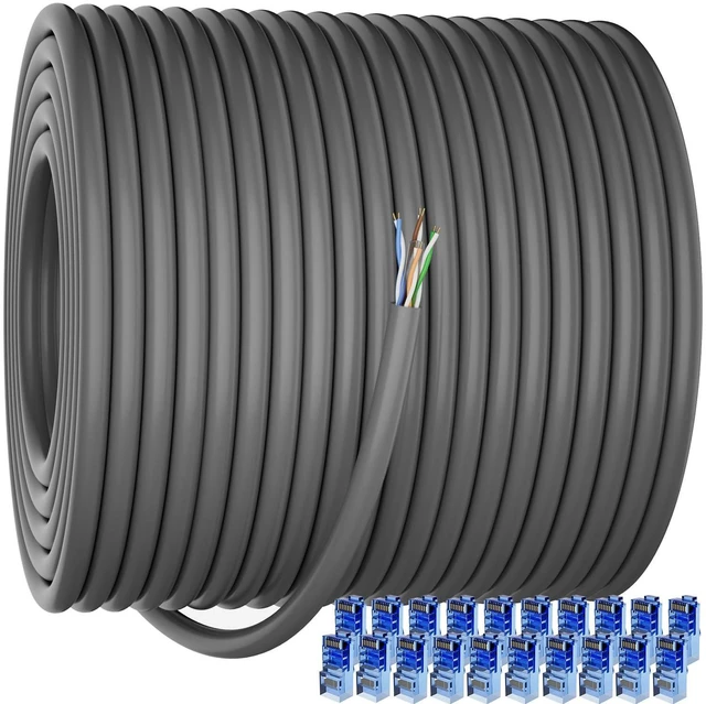 Main image of Cat 6 Outdoor Ethernet Cable 328ft / 100M (20 RJ45), 23AWG Ethernet Cable Cat 6 Bulk, UTP, Waterproof, Direct Burial, In-Ground, UV Resistant, Network, LAN, Internet, Cat6 Cable - 328 Feet