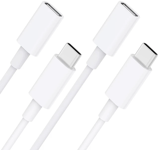 Main image of CONMDEX USB C Extension Cable 2 Packs for Mag- Safe Charger PS5 Controller Charging, 9V 3A USB Type C Female to Male Extender Cord for Mag- Safe Charger iPhone 15/13/12, HomePod White (6Ft/1.8m)