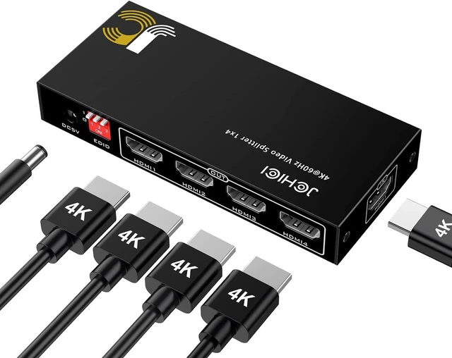 Main image of HDMI Splitter 1 in 4 Out, HDMI 2.0 Splitter, Support 4K@60Hz 3D, HDMI2.0 and HDCP2.3 for TV, Xbox, PS3/4/5, PC, Blu-Ray Player.