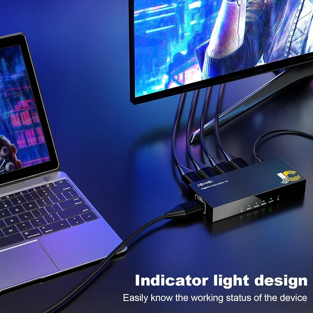 Alt view image 4 of 7 - HDMI Splitter 1 in 4 Out, HDMI 2.0 Splitter, Support 4K@60Hz 3D, HDMI2.0 and HDCP2.3 for TV, Xbox, PS3/4/5, PC, Blu-Ray Player.