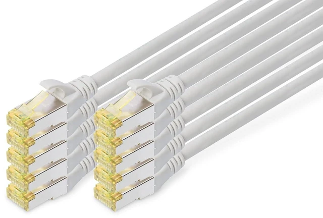 Main image of Digitus LAN Cable Cat 6A - 0.25m - 10 Pieces - RJ45 Network Cable - S/FTP Shielded - Compatible with Cat-6 & Cat-7 - Gray