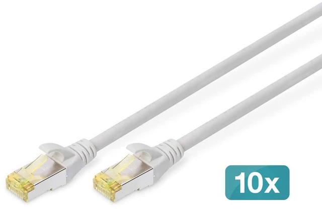 Alt view image 6 of 6 - Digitus LAN Cable Cat 6A - 0.25m - 10 Pieces - RJ45 Network Cable - S/FTP Shielded - Compatible with Cat-6 & Cat-7 - Gray